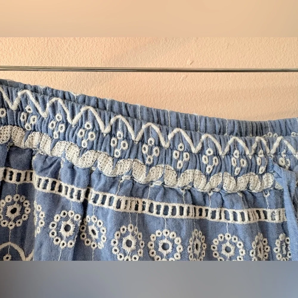 Love Sam Blue and White Embroidered Shorts fully lined in size large.